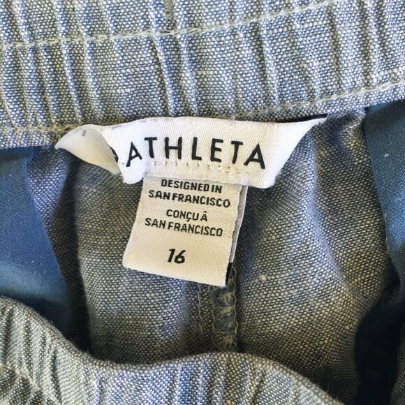 Athleta Retreat Linen Joggers Blue Women’s Size 16 Drawstring Elastic Waist Pant - Picture 5 of 8